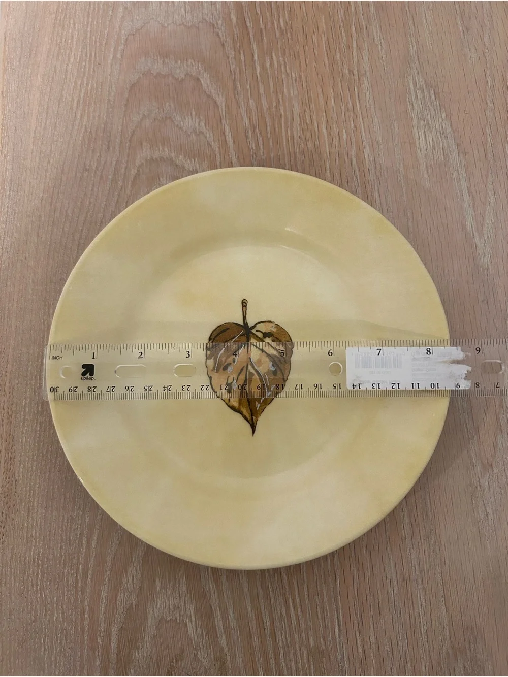 Corelle Cream Dinner Plate with Brown Leaf Accent